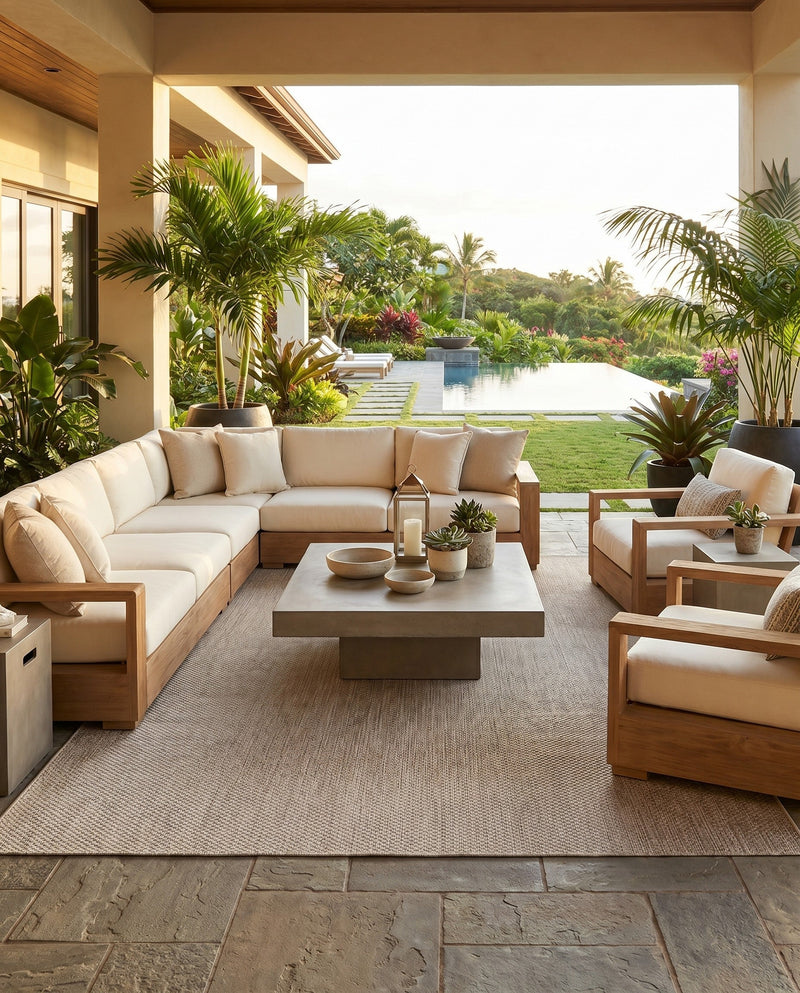 Seaside Serenity Collection Area Rug - Veranda (Beige) Rectangle Beige  lifestyle 38