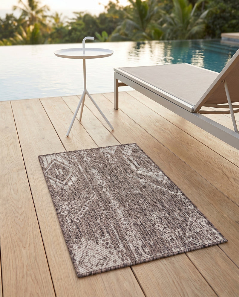 Desert Nomad Terrace Collection Area Rug - Sahara (Brown) Rectangle Brown  lifestyle 18