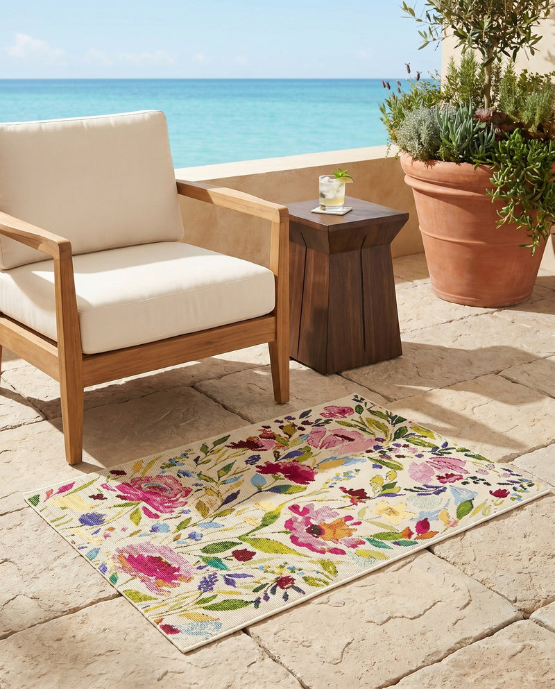 Seaside Blooms Collection Area Rug -  Meadow Rectangle Multi  lifestyle 16