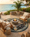Outdoor Marrakesh Collection Area Rug -  Essaouira Round Navy Blue  lifestyle 73