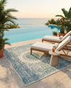 Patio Heritage Collection Area Rug -  Lafayette (Aqua) Rectangle Aqua  lifestyle 33