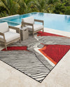 Urban Terrace Collection Area Rug -  Porch Rectangle Red and Black  lifestyle 13