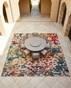Outdoor Marrakesh Collection Area Rug -  Oujda Square Multi  lifestyle 80