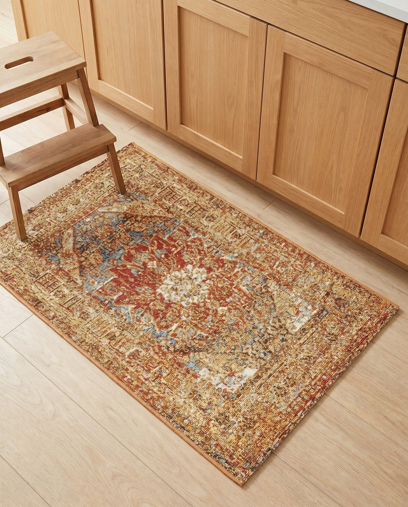 Patio Heritage Collection Area Rug -  Pergola Rectangle Blue and Light Brown  lifestyle 14