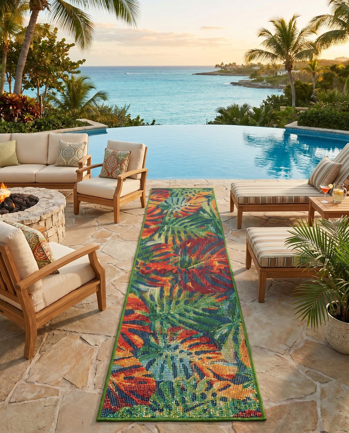 Coastal Terrace Collection Area Rug -  Pier Runner Multi  lifestyle 94