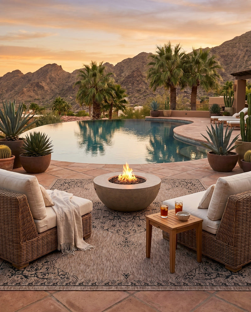 Patio Heritage Collection Area Rug -  Charleston (Beige) Rectangle Beige  lifestyle 6