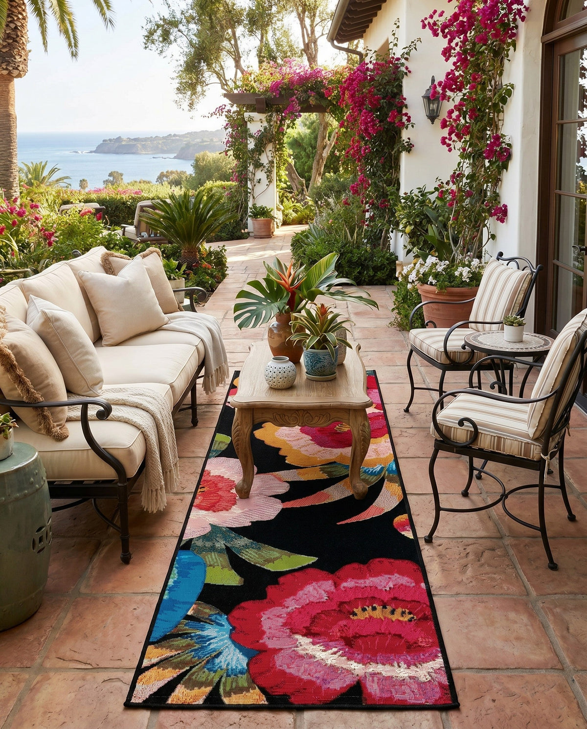 Seaside Blooms Collection Area Rug -  Versailles Runner Multi  lifestyle 97