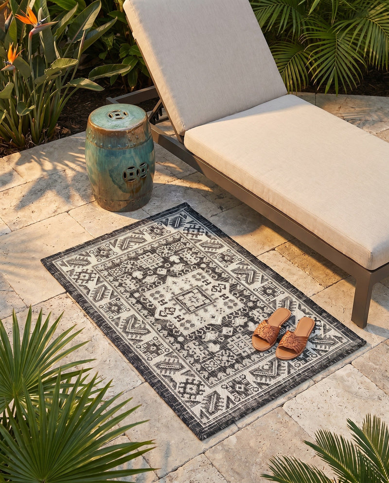 Tribal Terrace Treasures Collection Area Rug -  Incan Isle (Charcoal Gray) Rectangle Charcoal Gray  lifestyle 20
