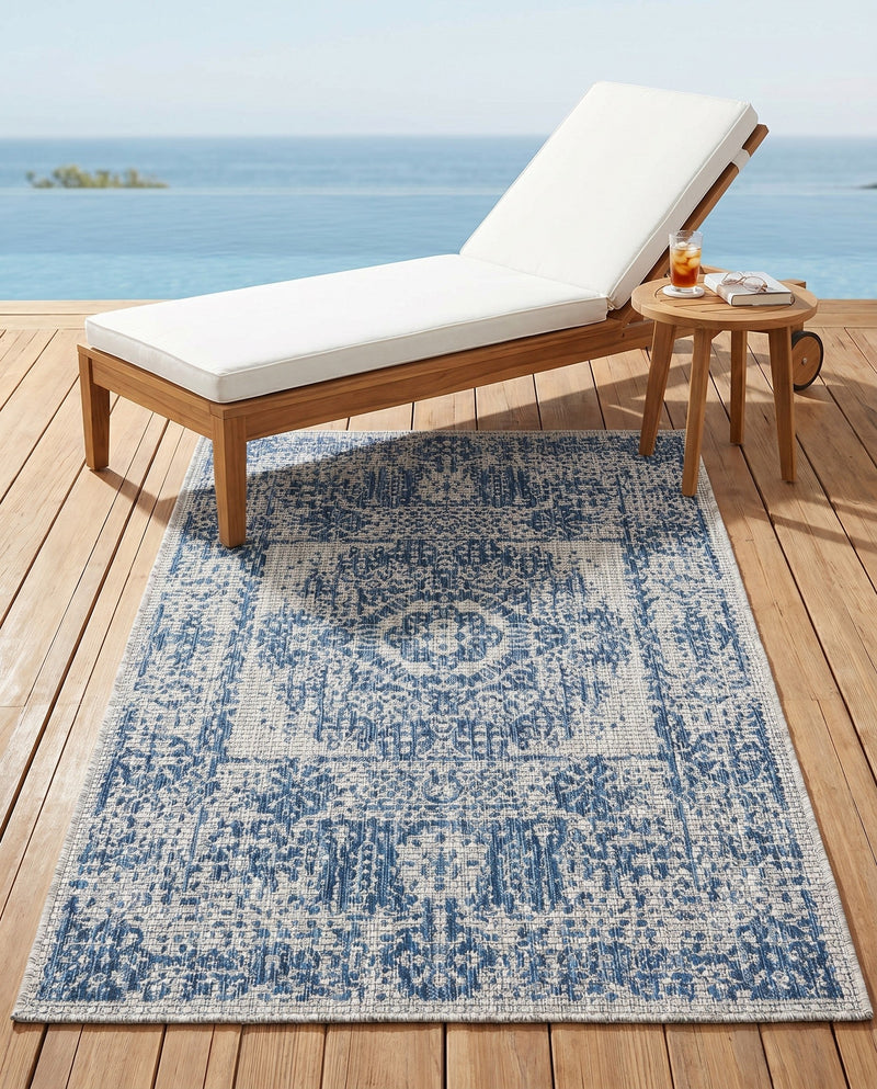 Patio Heritage Collection Area Rug - Savannah (Blue) Rectangle Blue  lifestyle 40