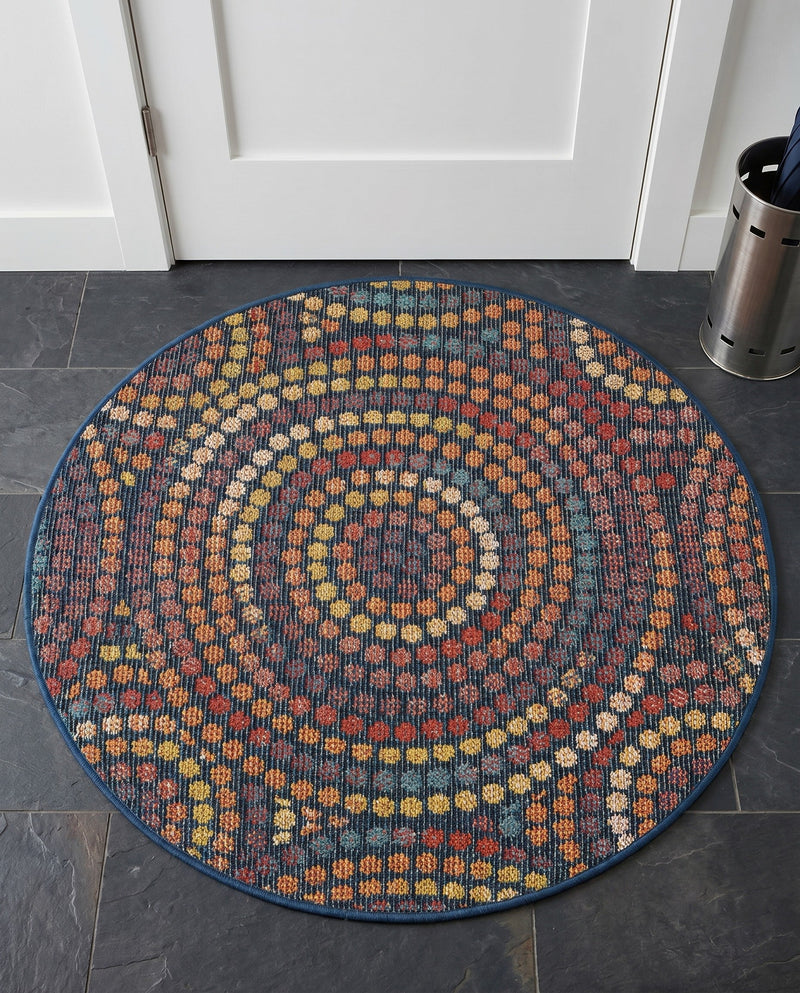 Coastal Terrace Collection Area Rug -  Lagoon Round Multi  lifestyle 62