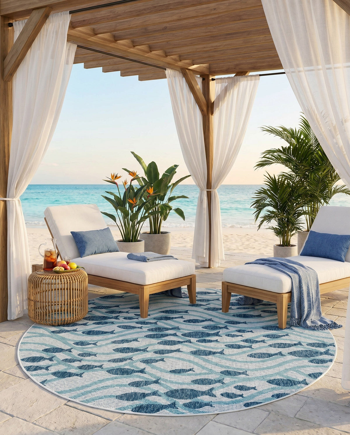 Seaside Haven Rugs Collection Area Rug -  Harbor Round Blue  lifestyle 87