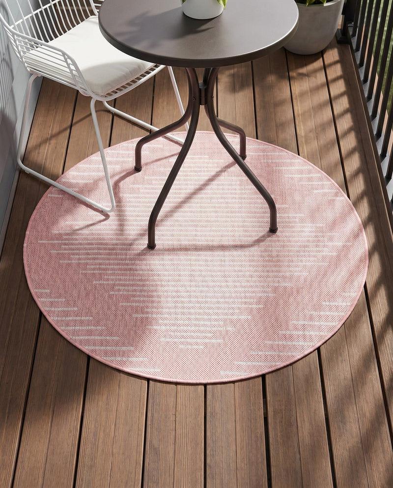 Urban Terrace Collection Area Rug -  Chelsea (Pink) Round Pink  lifestyle 70