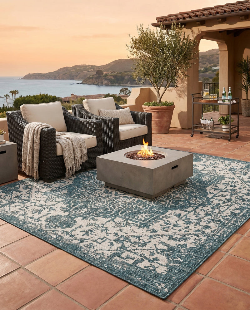 Urban Oasis Rugs Collection Area Rug -  Penthouse (Teal) Square Teal  lifestyle 74