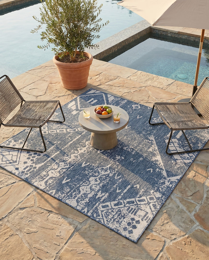 Desert Nomad Terrace Collection Area Rug - Sahara (Blue) Square Blue  lifestyle 20