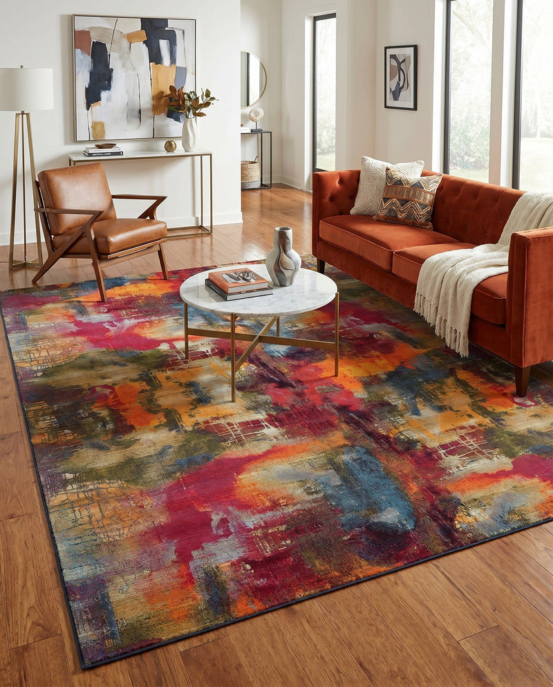Urban Terrace Collection Area Rug -  Atrium Rectangle Multi  lifestyle 24