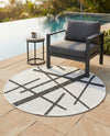 Urban Terrace Collection Area Rug -  Bowery Round Black and White  lifestyle 49