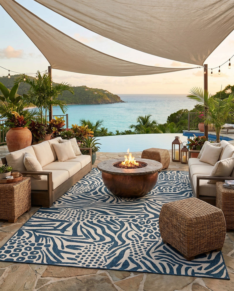 Savannah Escape Collection Area Rug -  Masai Rectangle Navy Blue and Ivory  lifestyle 24
