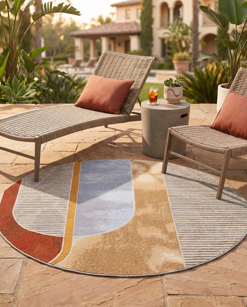 Urban Terrace Collection Area Rug -  Deck Round Multi  lifestyle 59