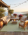 Seaside Stripes Collection Area Rug - Cabana (Green) Rectangle Green  lifestyle 5
