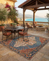 Patio Heritage Collection Area Rug -  Grove Square Navy Blue and Rust Red  lifestyle 71