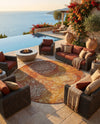 Urban Terrace Collection Area Rug -  Veranda Round Rust Red  lifestyle 50