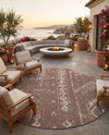 Desert Nomad Terrace Collection Area Rug - Sahara (Brown) Round Brown  lifestyle 47