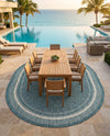 Terrace Fringe Collection Area Rug - Veranda (Teal) Oval Teal  lifestyle 79