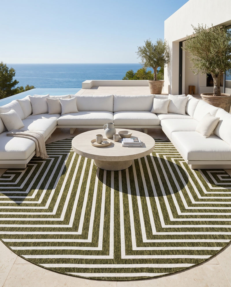 Urban Terrace Collection Area Rug -  Astoria (Green) Round Green  lifestyle 44