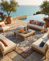 Patio Heritage Collection Area Rug -  Courtyard Square Navy Blue and Light Pink  lifestyle 68