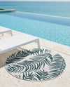 Seaside Blooms Collection Area Rug - Verdure (Teal Ivory) Round Teal Ivory  lifestyle 31