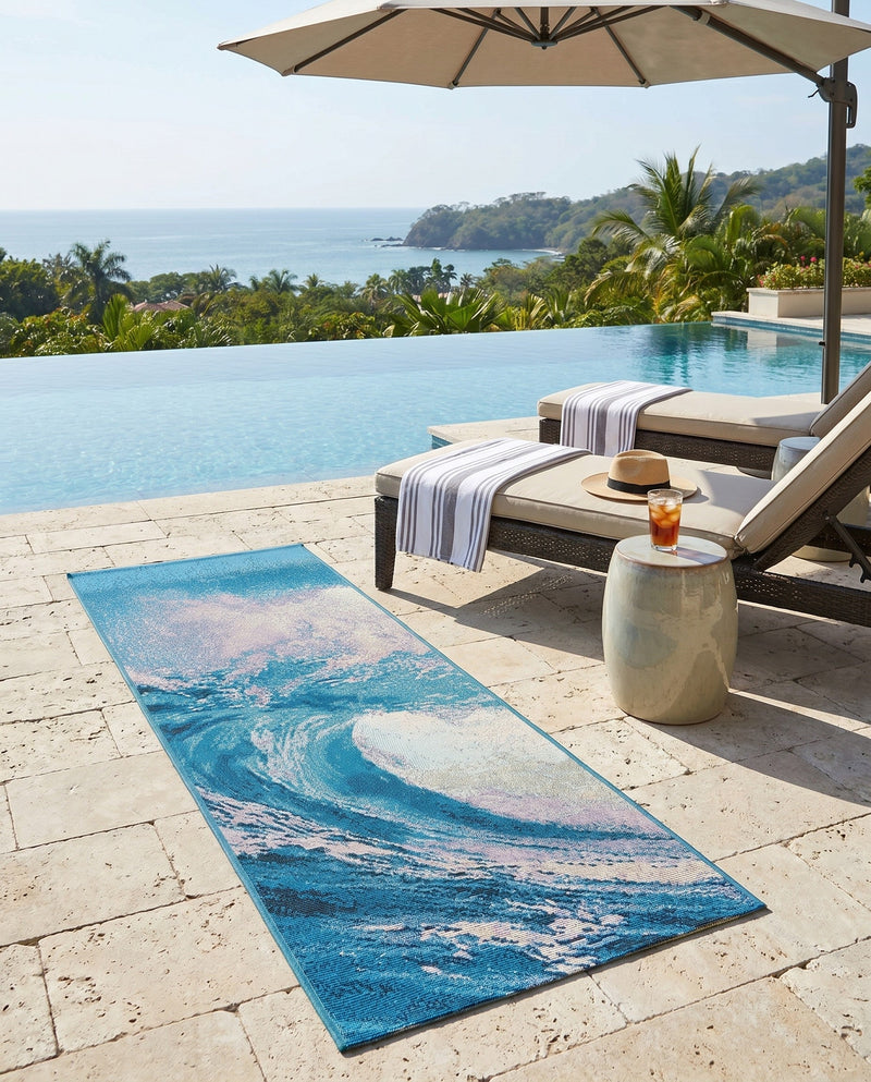 Urban Terrace Collection Area Rug - Veranda Runner Blue  lifestyle 53
