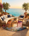 Urban Terrace Collection Area Rug -  Terrace Round Multi  lifestyle 44