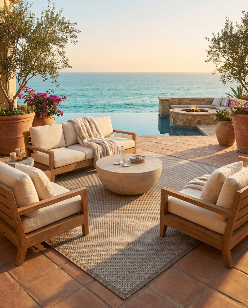 Terrace Fringe Collection Area Rug - Patio Rectangle Beige  lifestyle 35