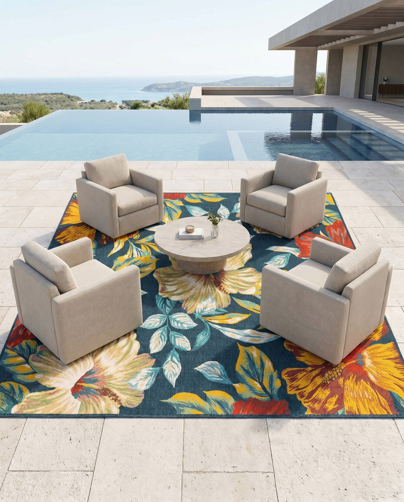 Seaside Haven Rugs Collection Area Rug -  Nautical Square Multi  lifestyle 93