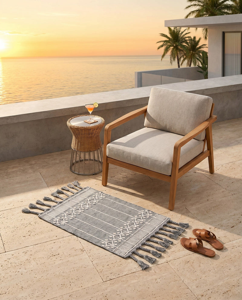 Sustainable Nomad Terrace Collection Area Rug - Reef Rectangle Cool Gray  lifestyle 29
