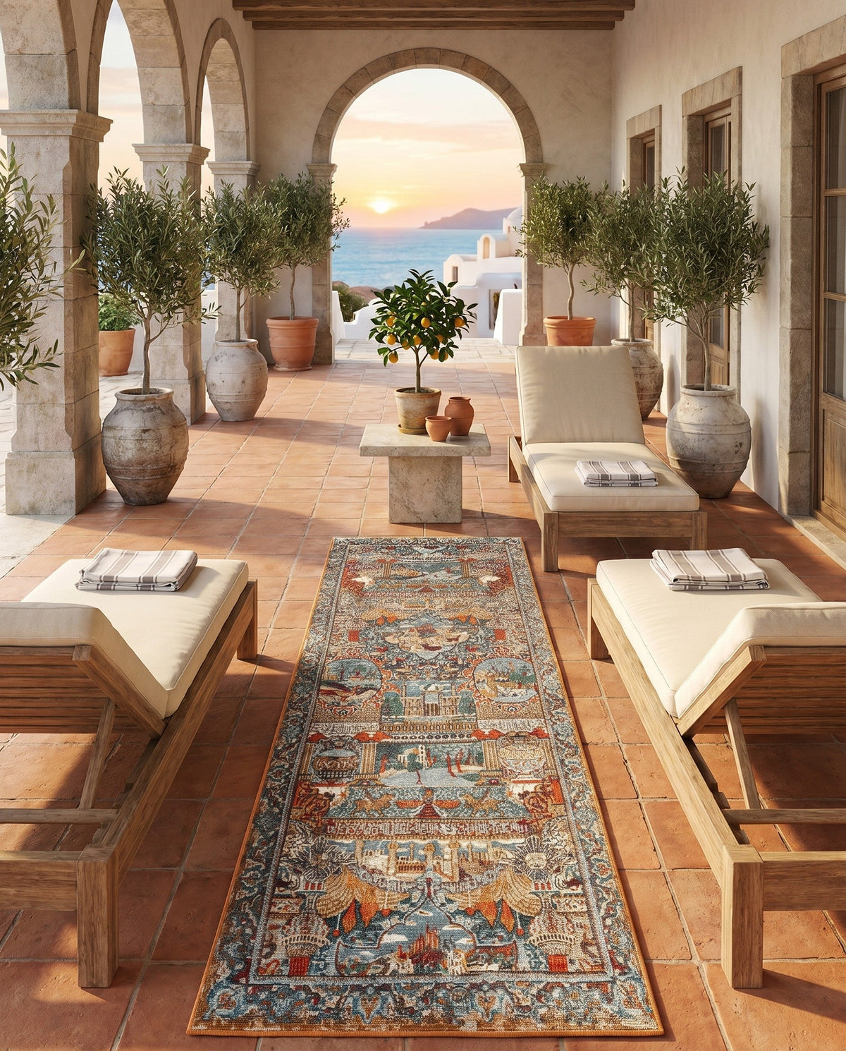 Patio Heritage Collection Area Rug -  Oasis Runner Multi  lifestyle 64