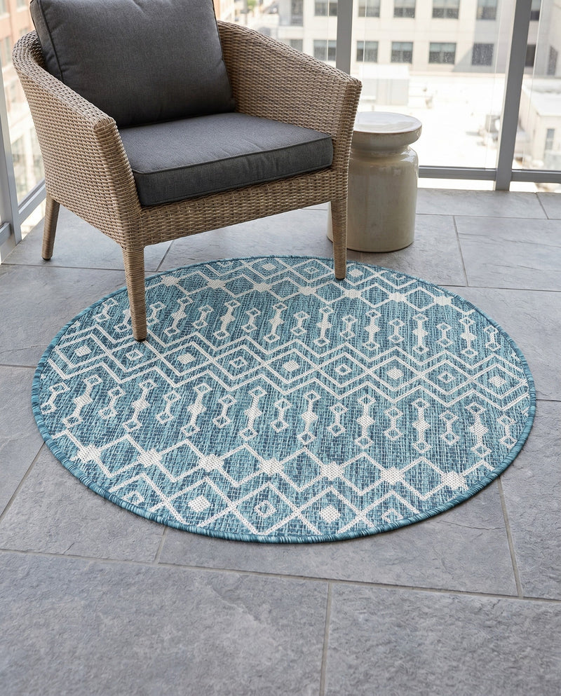 Savannah Pergola Collection Area Rug -  Pergola (Teal) Round Teal  lifestyle 49