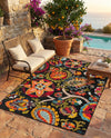 Outdoor Marrakesh Collection Area Rug - Fes Rectangle Multi Black  lifestyle 44