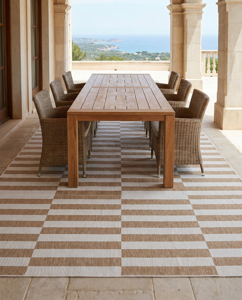 Seaside Stripes Collection Area Rug - Cabana (Taupe) Rectangle Taupe  lifestyle 5