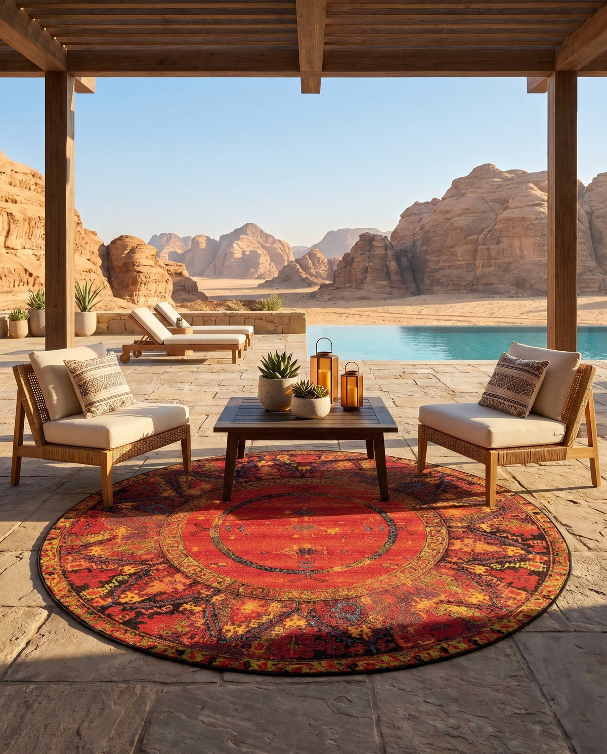 Safari Escape Rugs Collection Area Rug - Serengeti Round Multi  lifestyle 157