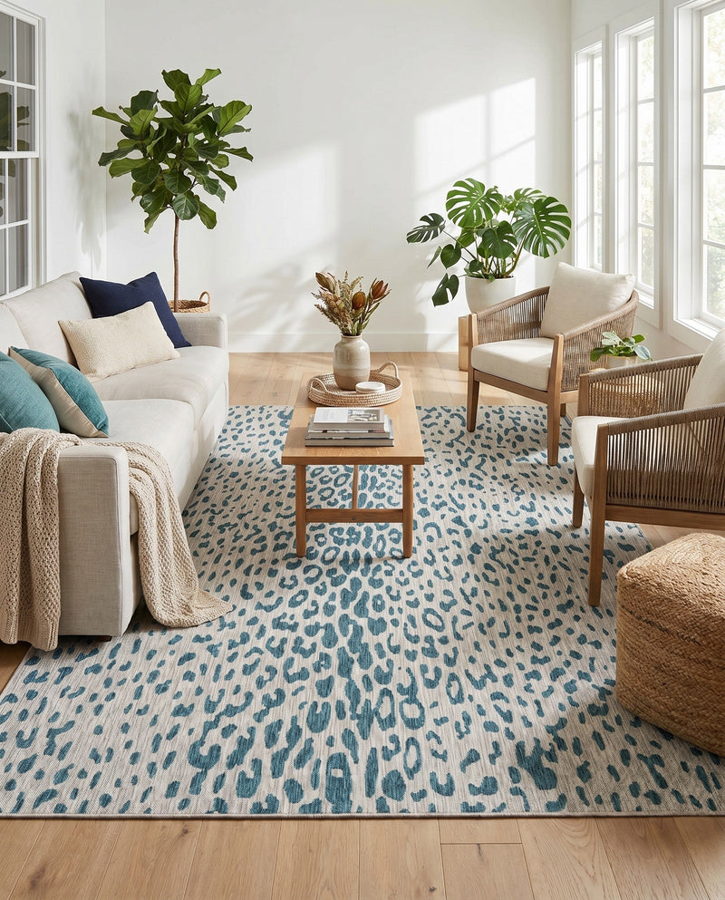 Savannah Escape Collection Area Rug - Serengeti Rectangle Teal  lifestyle 20
