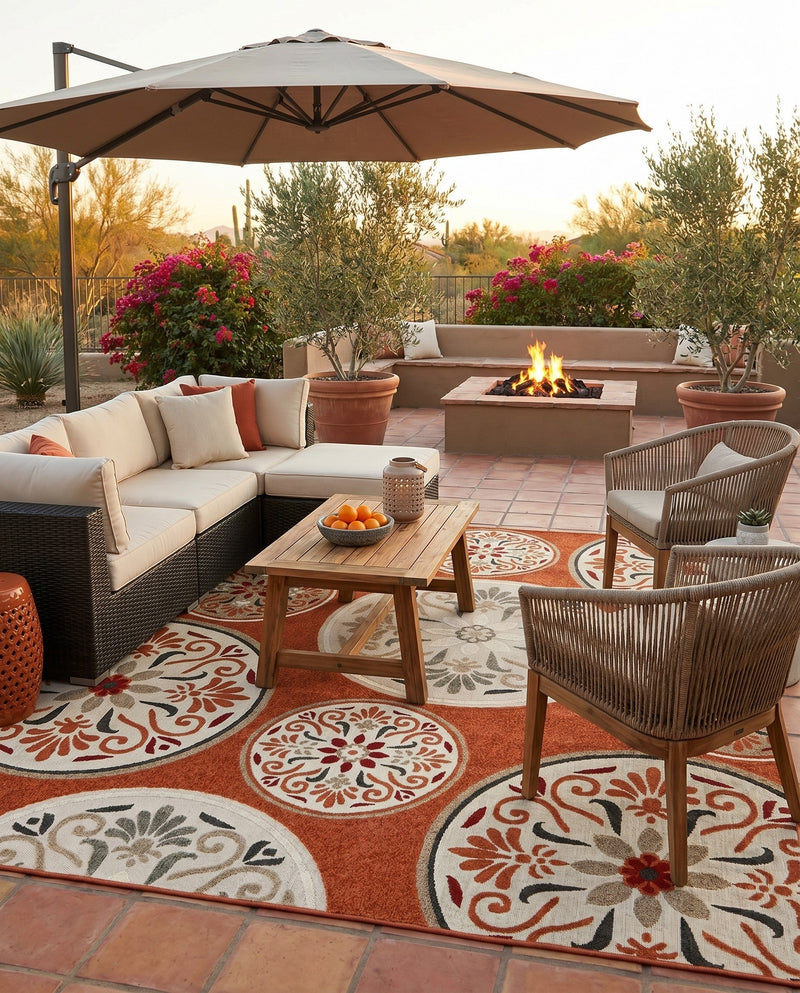 Urban Terrace Collection Area Rug -  Deck Rectangle Terracotta  lifestyle 21