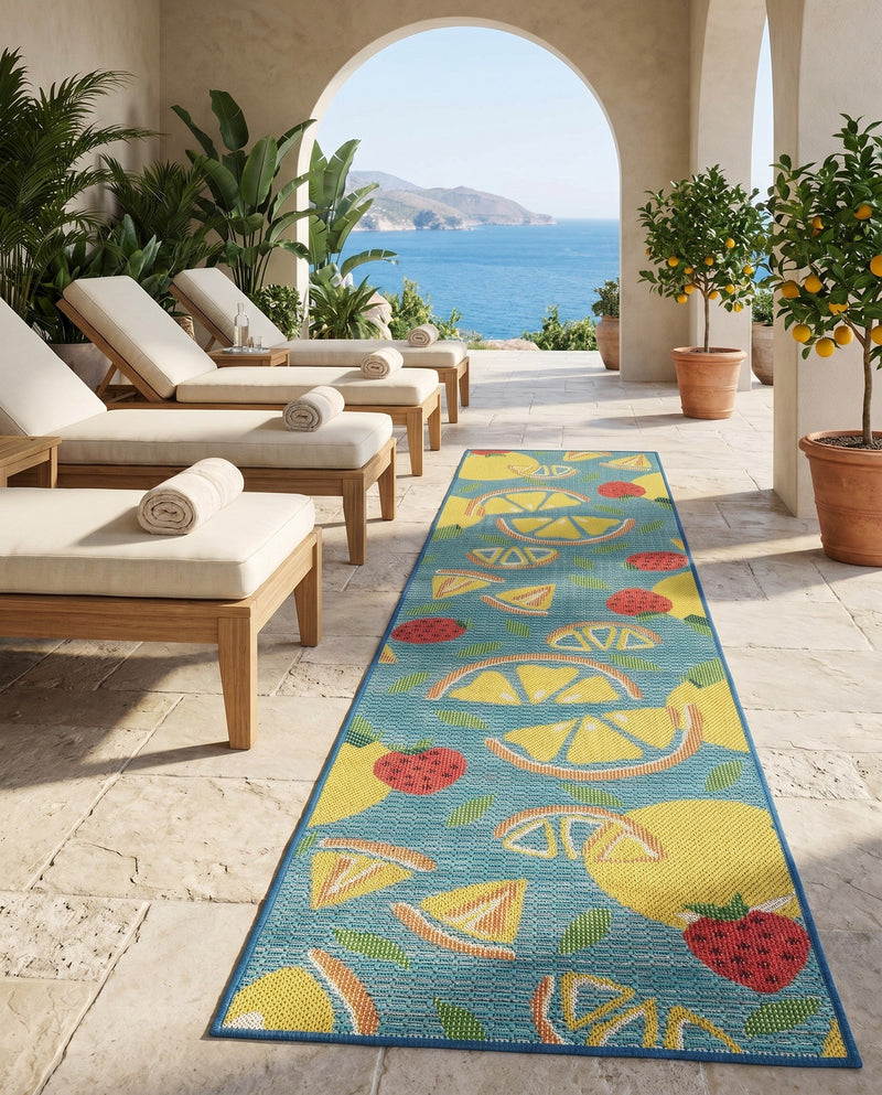 Coastal Terrace Collection Area Rug -  Cove Runner Blue  lifestyle 51