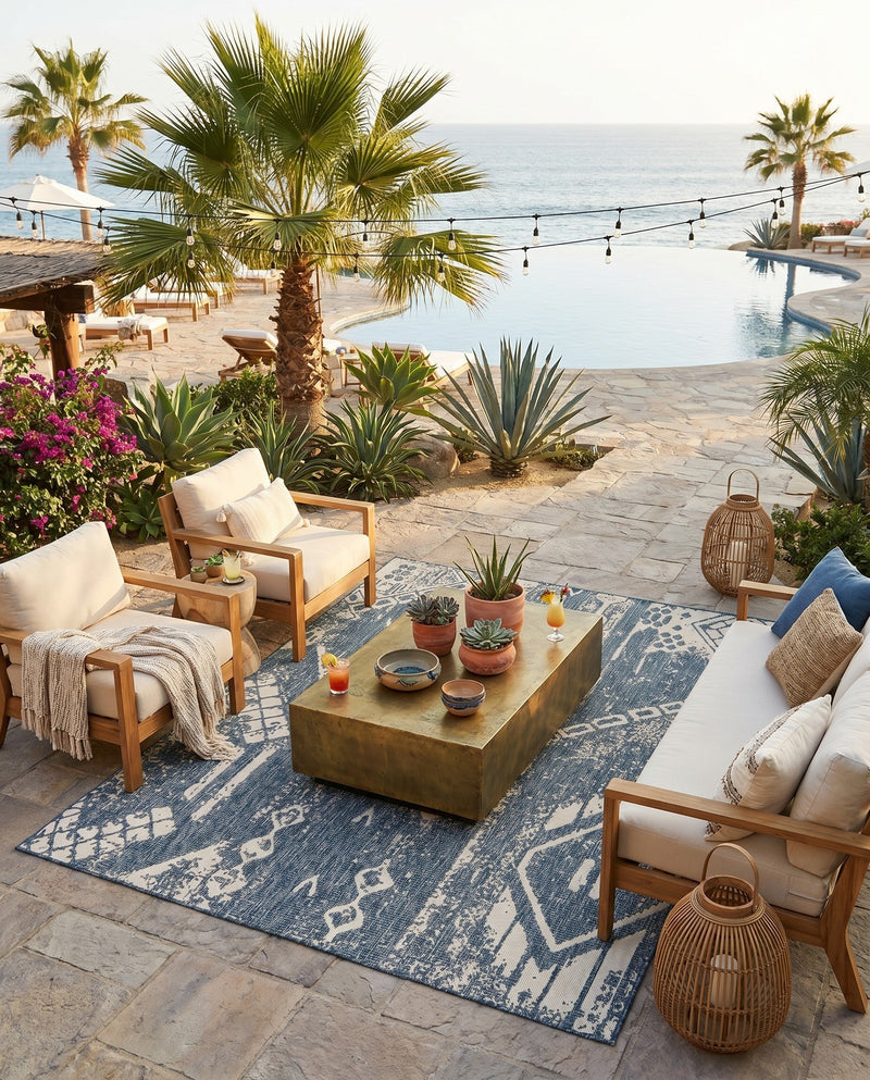 Desert Nomad Terrace Collection Area Rug - Sahara (Blue) Rectangle Blue  lifestyle 26