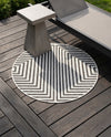 Urban Terrace Collection Area Rug -  Astoria (White and Black) Round White and Black  lifestyle 39