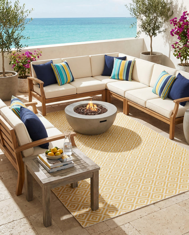 Urban Oasis Rugs Collection Area Rug -  Rooftop (Yellow Ivory) Rectangle Yellow Ivory  lifestyle 15