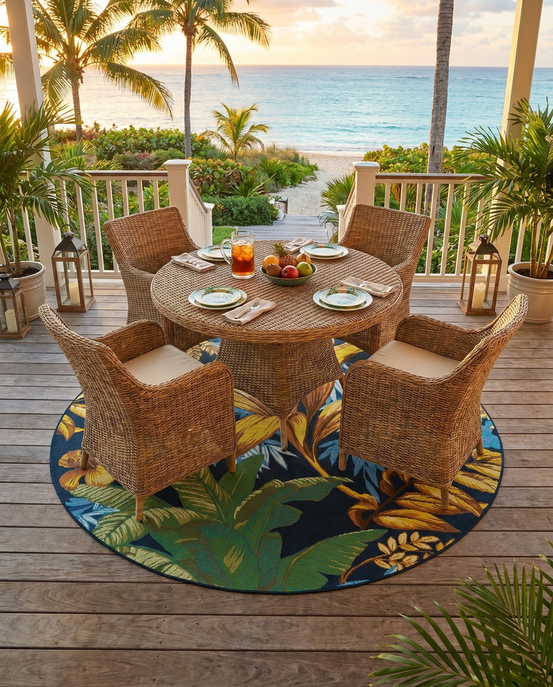 Seaside Blooms Collection Area Rug -  Grove Round Multi  lifestyle 48