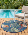 Coastal Terrace Collection Area Rug - Seabreeze Round Navy Blue  lifestyle 69