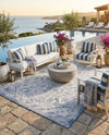 Tribal Terrace Treasures Collection Area Rug - Mayan Marina (Blue) Rectangle Blue  lifestyle 27