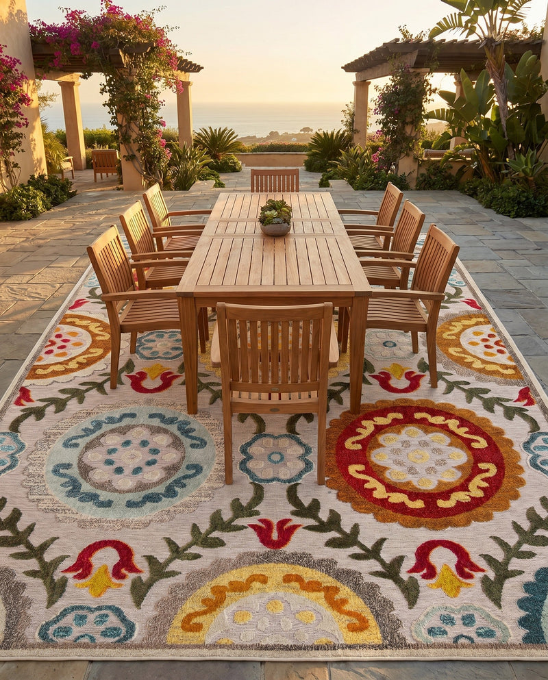 Outdoor Marrakesh Collection Area Rug -  Asilah Rectangle Ivory Beige  lifestyle 20
